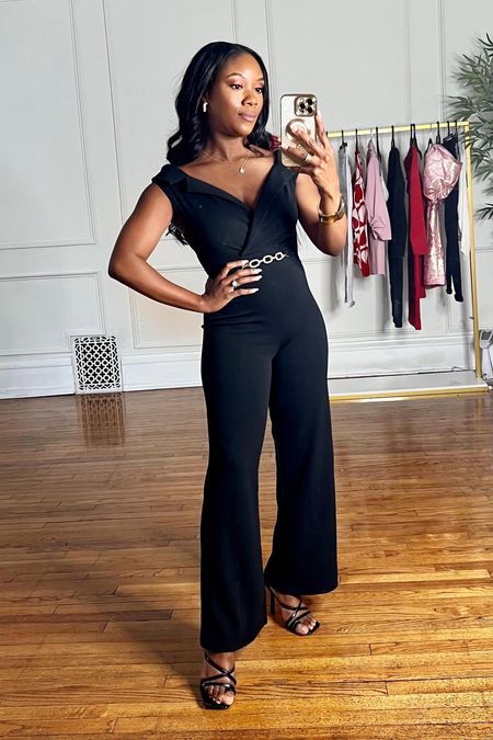 Elevate your date night look with this sleek Sleeveless Jumpsuit from @WalmartFashion by No Boundaries! Adore the classy notch collar, playful gold-tone chain detail, and those flattering wide-leg pants. It’s super comfy with plenty of stretch and fits true to size! Perfect for us short gals too!   #WalmartPartner #WalmartFashion @Walmart. 

#LTKstyletip