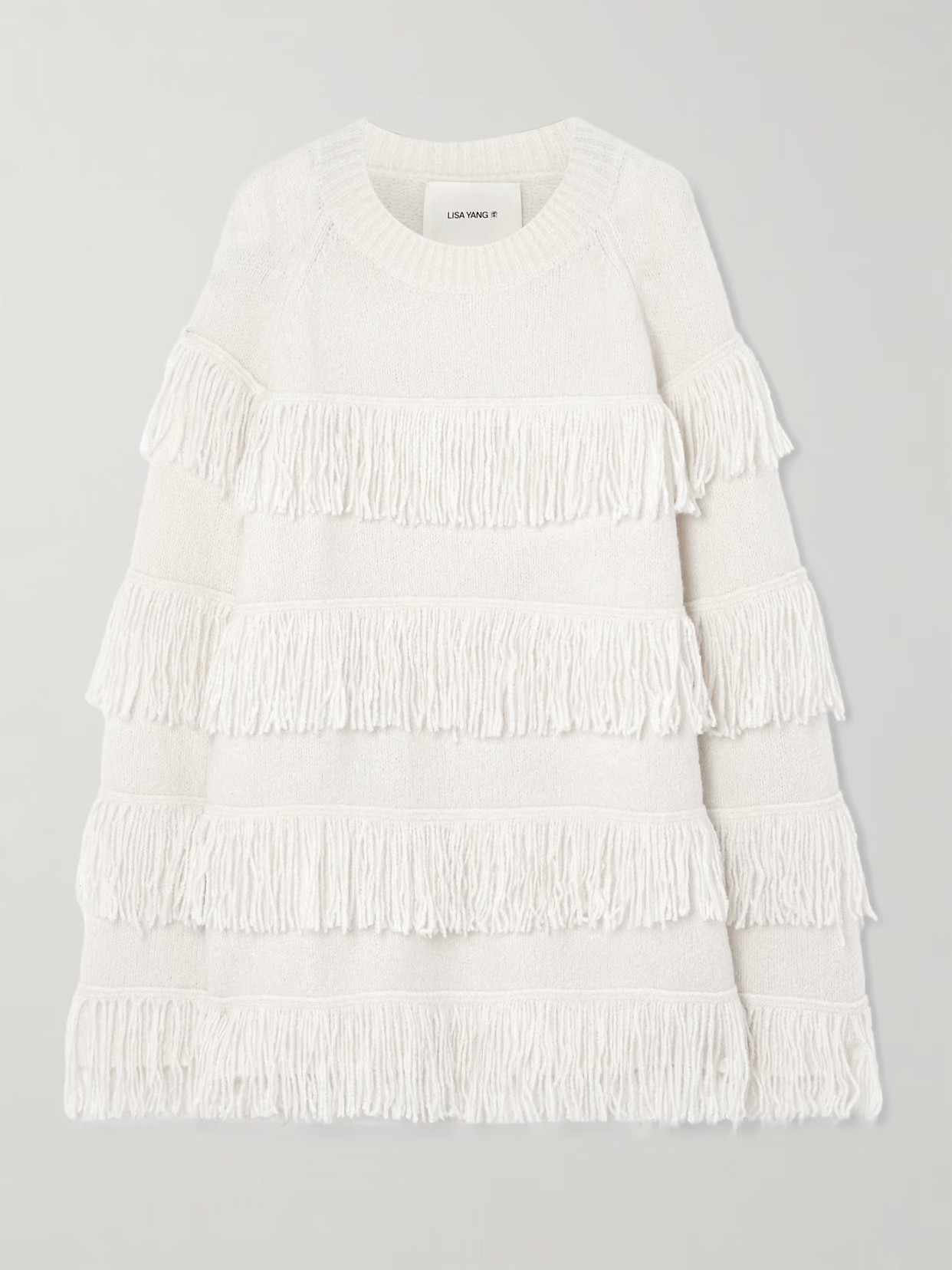 LISA YANG - Agneta Fringed Cashmere-blend Bouclé Sweater - Cream | NET-A-PORTER (UK & EU)