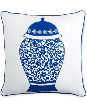 Closeout! Martha Stewart Collection Indigo Ginger Jar 18" Square Decorative Pillow, Only at Macy's Bedding | Macys (US)
