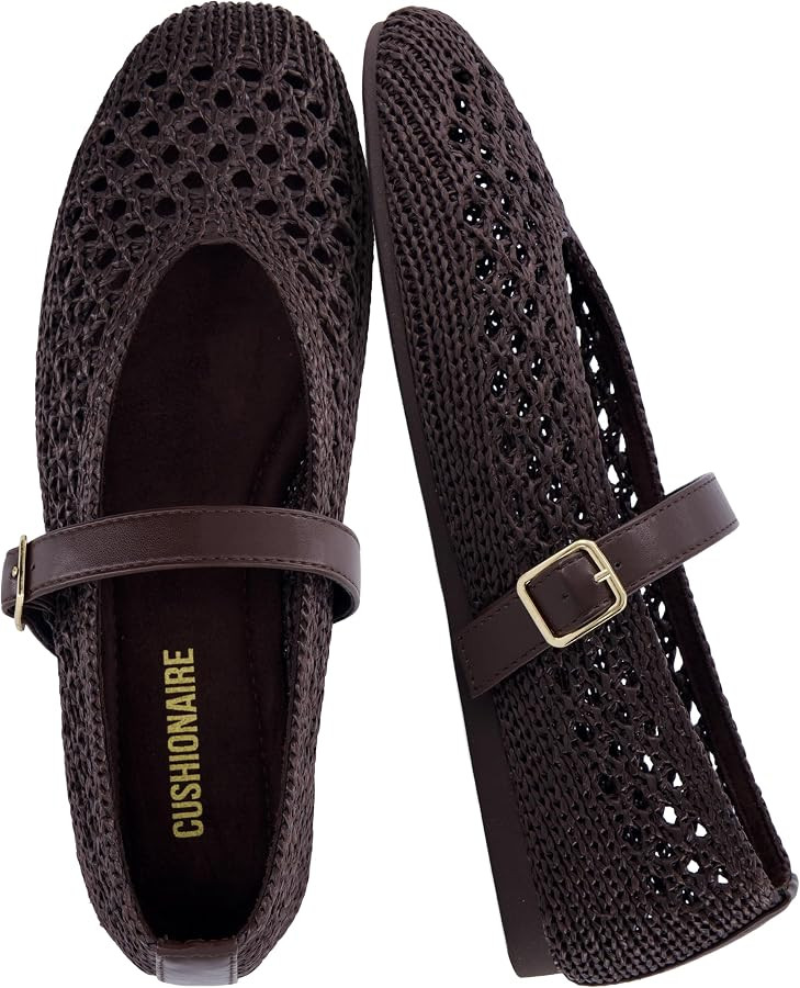 CUSHIONAIRE Graff Mary Jane Shoes for Women, Woven Ballet Flats with Adjustable Buckle Strap, Lig... | Amazon (US)