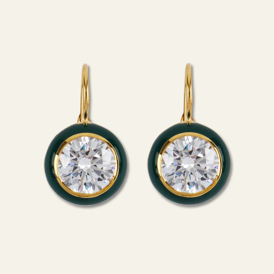 Green Enamel Bezel Drop Earring | HART