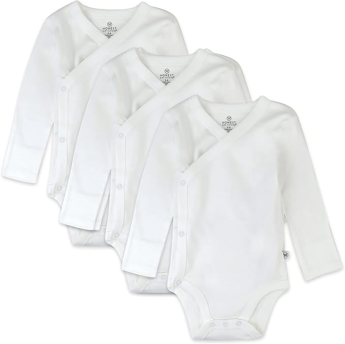 HonestBaby unisex-baby 3-pack Long Sleeve Side-snap Kimono Bodysuits Organic Cotton for Infant Ba... | Amazon (US)