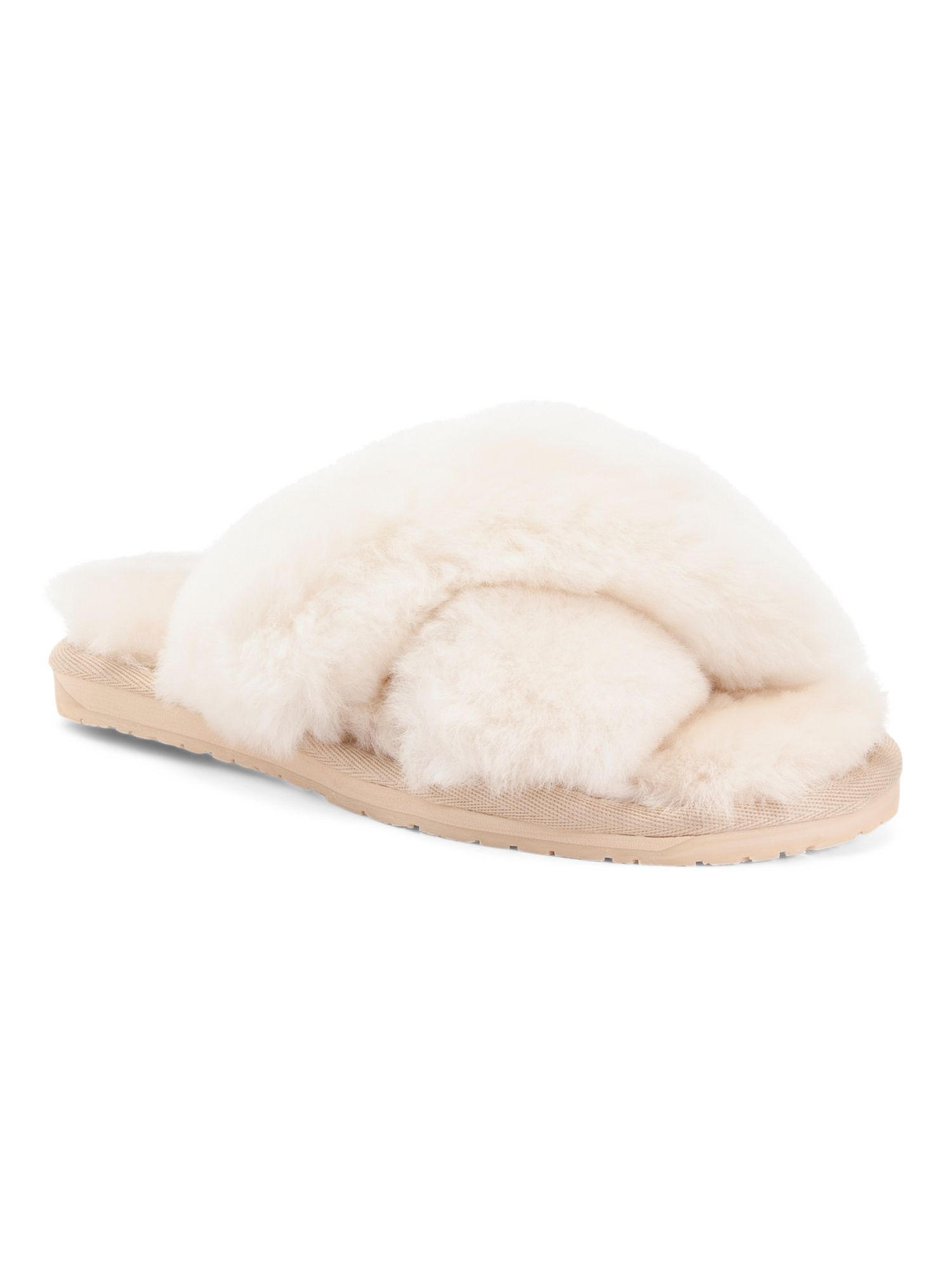 Emma Criss Cross Sheepskin Slippers | TJ Maxx