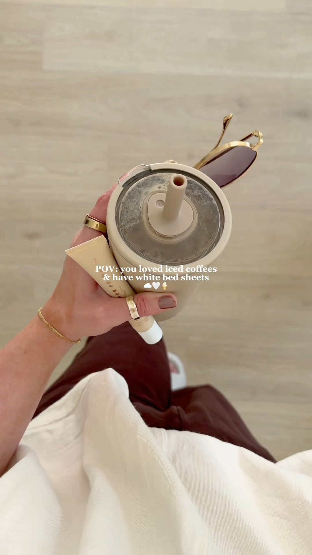 POV: you love iced coffee and have white bed sheets👀☁️