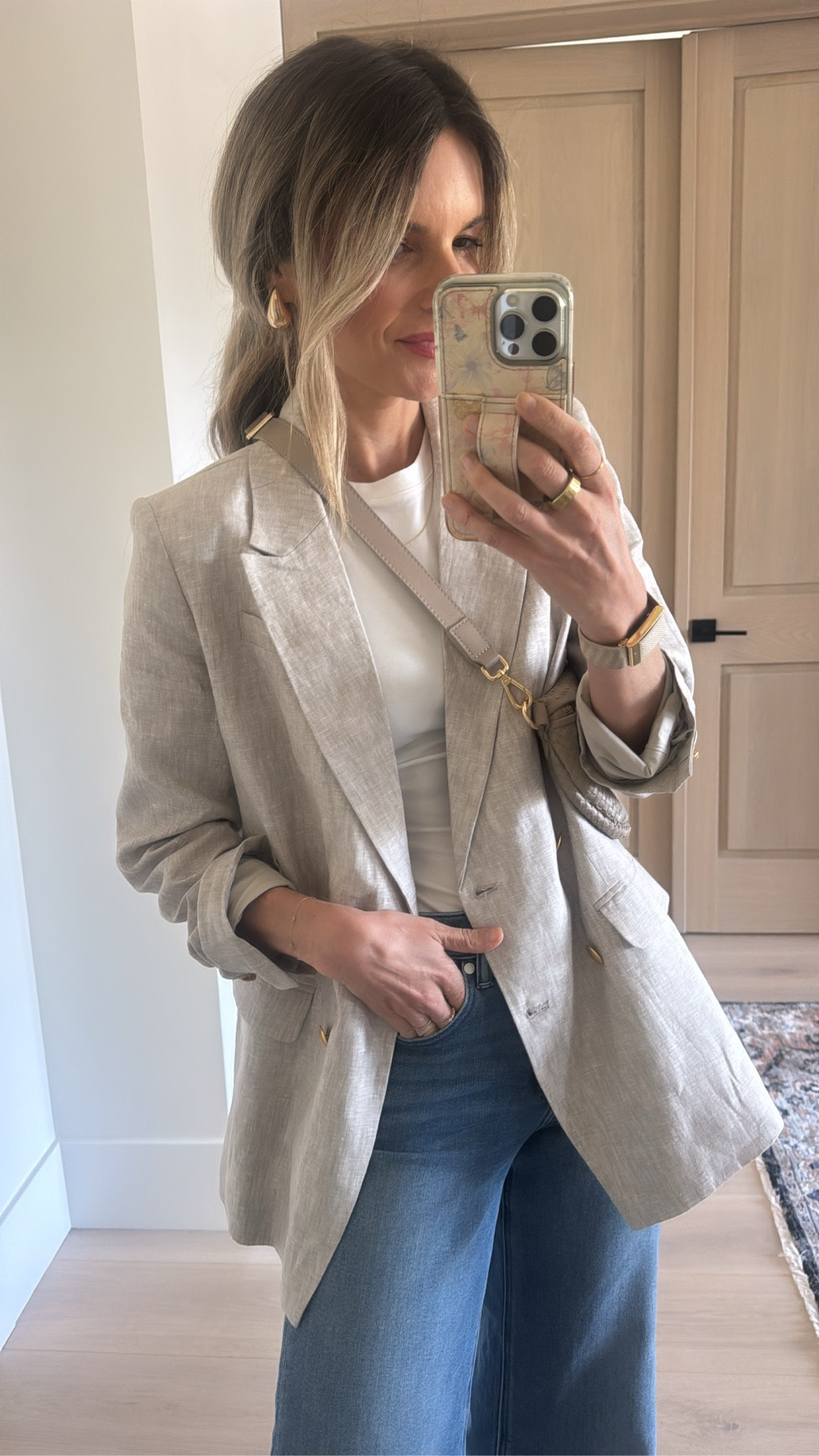 Oh my gosh, get this blazer as fast as you can! I’m just wearing a T-shirt and jeans underneath and when you throw it on your look instantly feels put together. Especially if you add my go to bag. I truly have it in every color. 

I’m wearing a size small in the blazer, which is my normal size and the fit is a perfect slightly oversized feel which is exactly what I wanted. It looks so expensive but of course it’s not cause it’s from Quince. Their prices and quality is just unmatched. 

I will also link the viral Bella wide leg jeans that I’m wearing. You probably seen them all over the Internet. And the fitted T from Quince as well.

@onequince #QuincePartner


#LTKWorkwear #LTKOver40 #LTKSeasonal