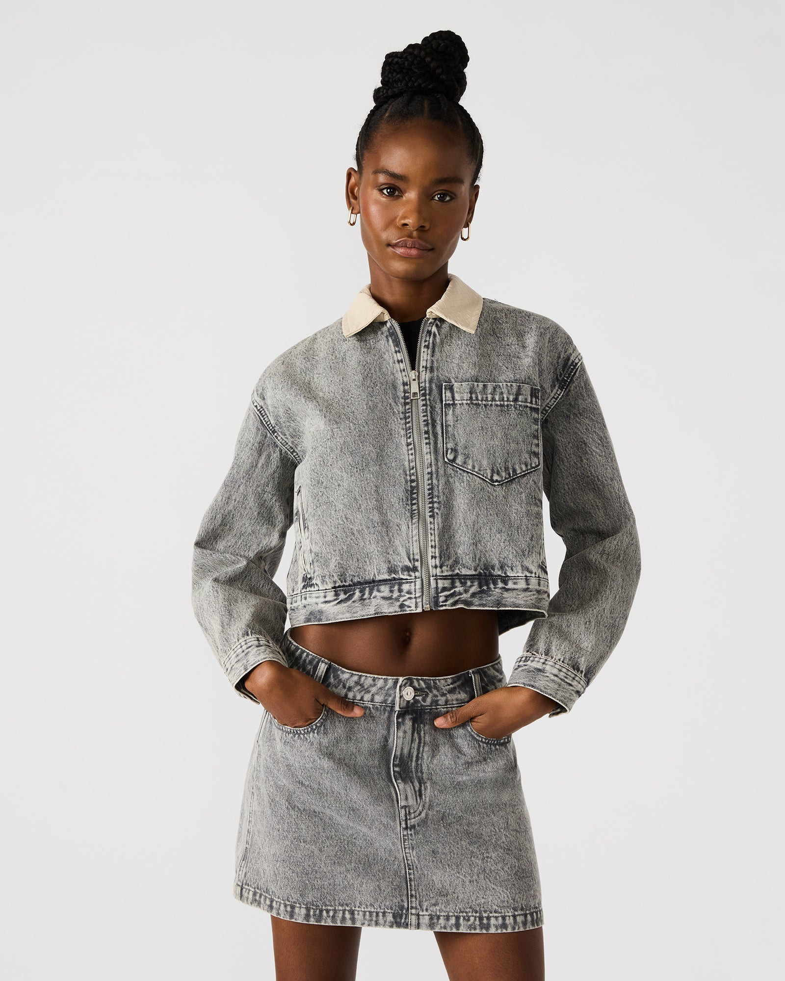 Glacia Denim Jacket Light Grey | Steve Madden (US)