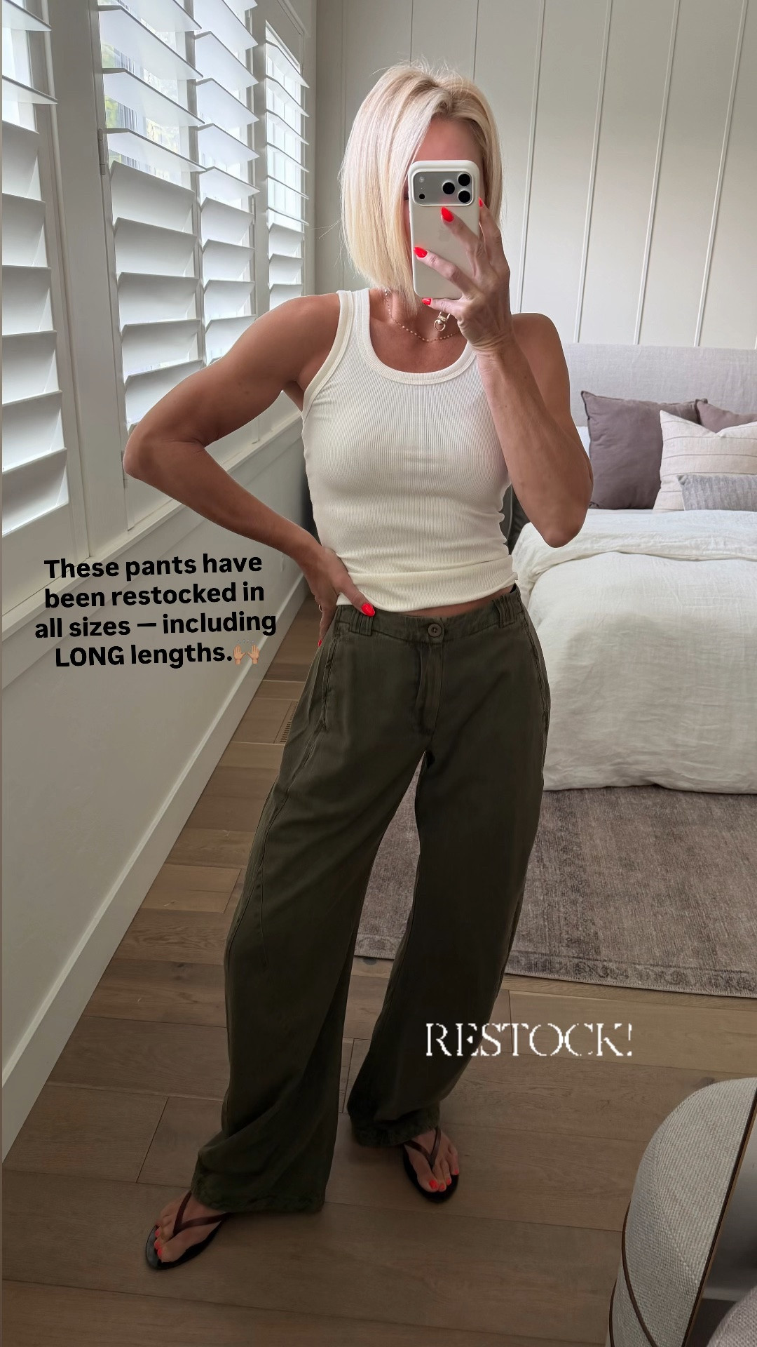 These flattering, casual trouser-style pants have been restocked in all sizes — if you want a Long length do not wait! 
I think they fit tts, but if you want more room in the waist/tummy i would suggest sizing up!
Wearing 4 long (I’m 5’8”)
Tank fits tts

#LTKootd #LTKmomlife #LTKOver40