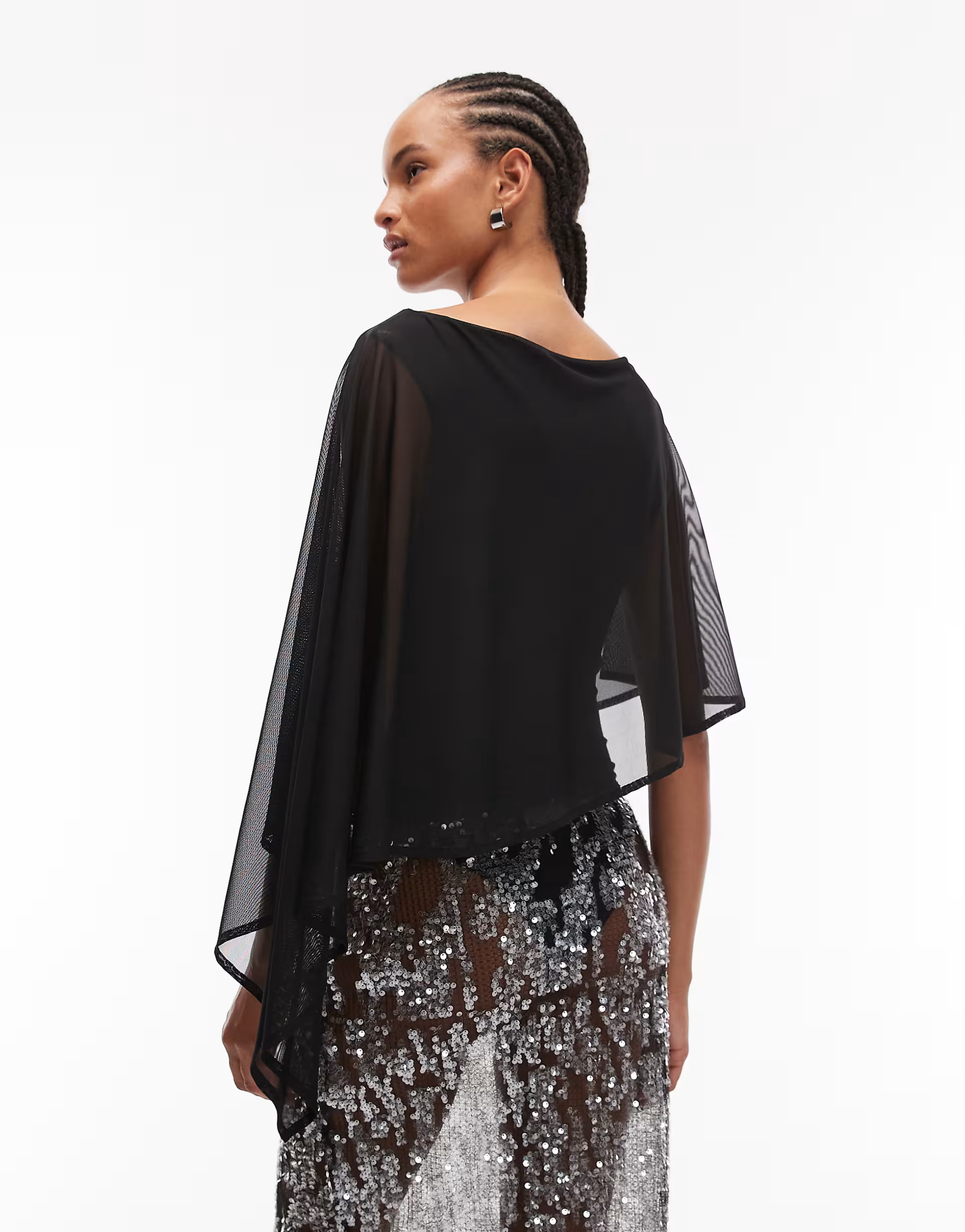 ASOS DESIGN mesh cape bodysuit in black | ASOS (Global)