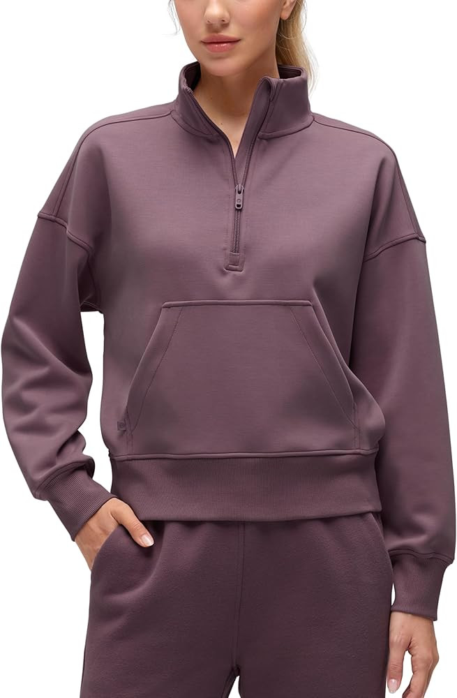 CRZ YOGA SoftAura Half Zip Sweatshirt for Women - Pullover Workout Casual Funnel Neck Sweat Shirt... | Amazon (US)