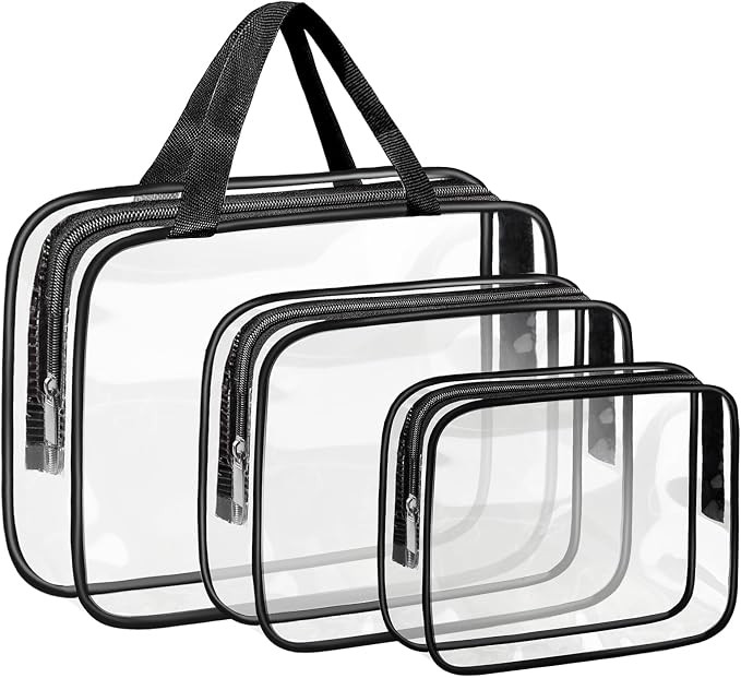 Clear Wash Bag for Toiletries, Funnasting 3 in 1 Waterproof Clear PVC Travel Makeup Bag Business ... | Amazon (UK)