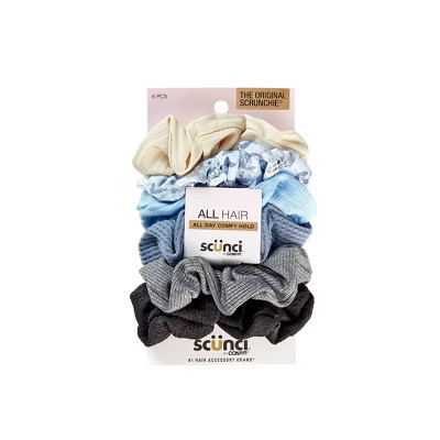 scünci Mixed Fabric Scrunchies - Neutrals - All Hair - 6pcs | Target