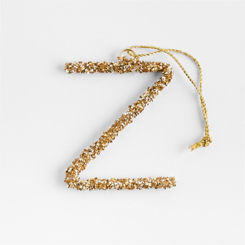 Gold Beaded "Z" Letter Monogram Christmas Tree Ornament + Reviews | Crate & Barrel | Crate & Barrel