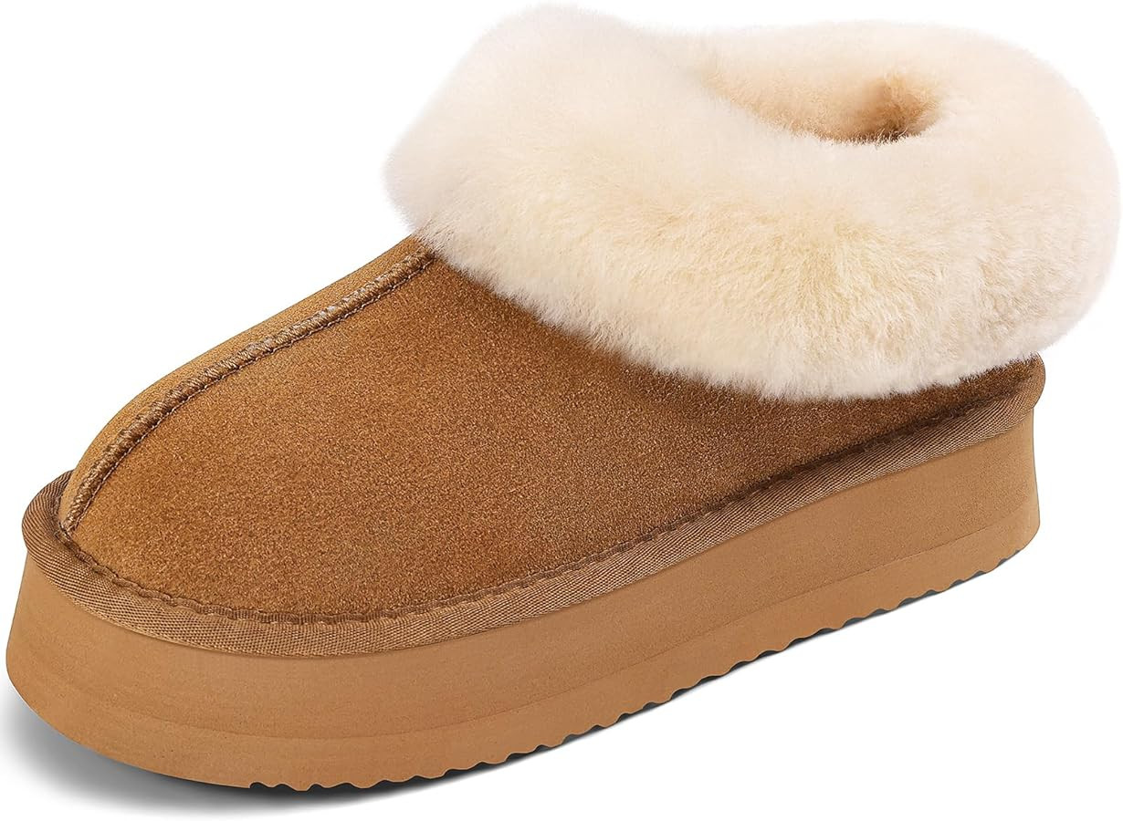 Pasuot Platform Slippers for Women - Furry Lined Platform Clogs Slippers, Shearling Short Ankle S... | Amazon (US)