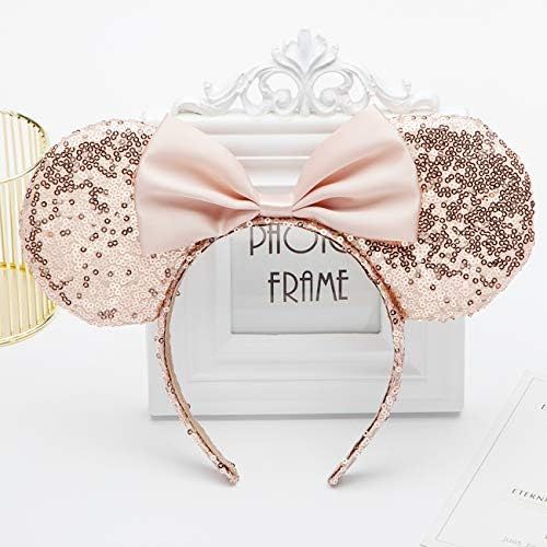 Cosplay Costume Minnie Ears Headband,Sequin Mouse Ears Headband One Size Fit All (Gold) | Amazon (US)