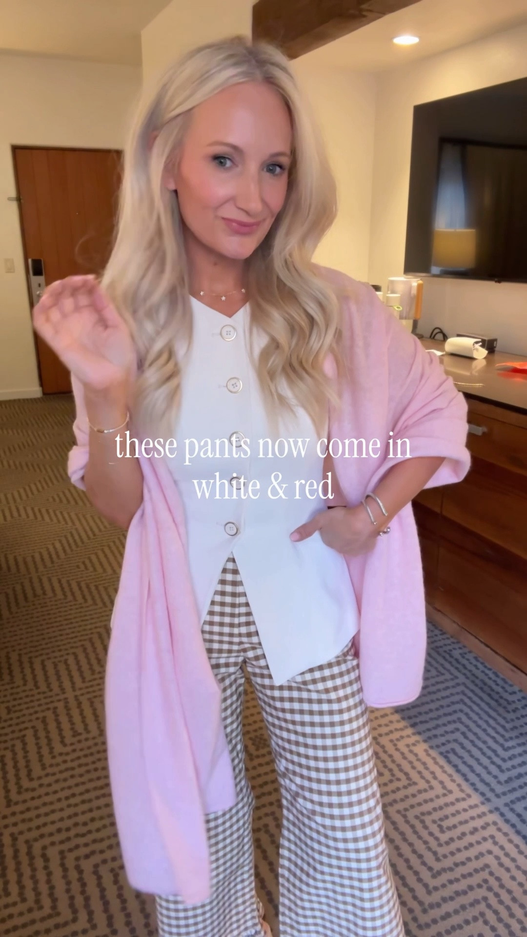 The cutest pants now come in white and a red gingham!
Top- old from Target 
Shawl- old from JCrew

#LTKOver40 #LTKmomlife #LTKPetite