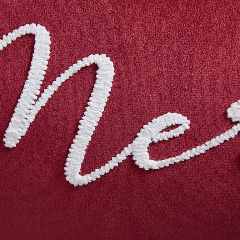 Holiday Time 14" x 22" Red Merry Velvet Oblong Decorative Pillow | Walmart (US)