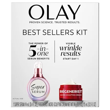 Olay Super Serum and MicroSculpting Cream Mini Duo Best Sellers Kit Super Serum 0.4 fl oz MSC 0.5 fl oz | Walmart (US)