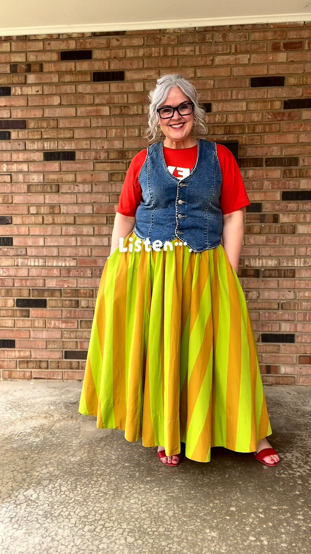 This vest is so stretchy and fits absolutely perfect. I’m a size 16 Wearing XL in the vest, XL in the skirt and the tee is older and not available now, but it’s xl 🥰 #over50fashion #OOTD #over50style #dopaminedressing #over50club 

#LTKootd #LTKOver40 #LTKMidsize