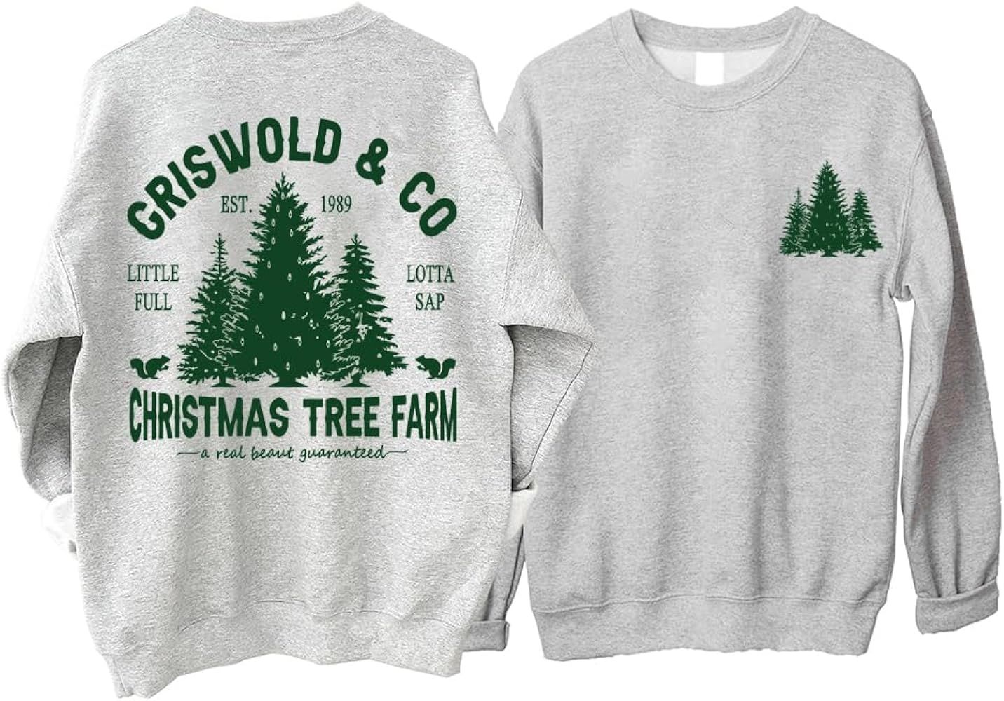 Algasan Funny Christmas Tree Farm Sweatshirt Women Long Sleeve Crewneck Christmas Sweatshirts | Amazon (US)