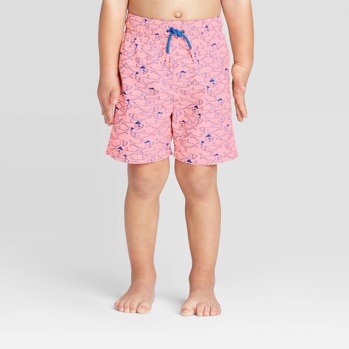 Toddler Boys' Pirate Shark Print Swim Trunk - Cat & Jack™ Coral | Target