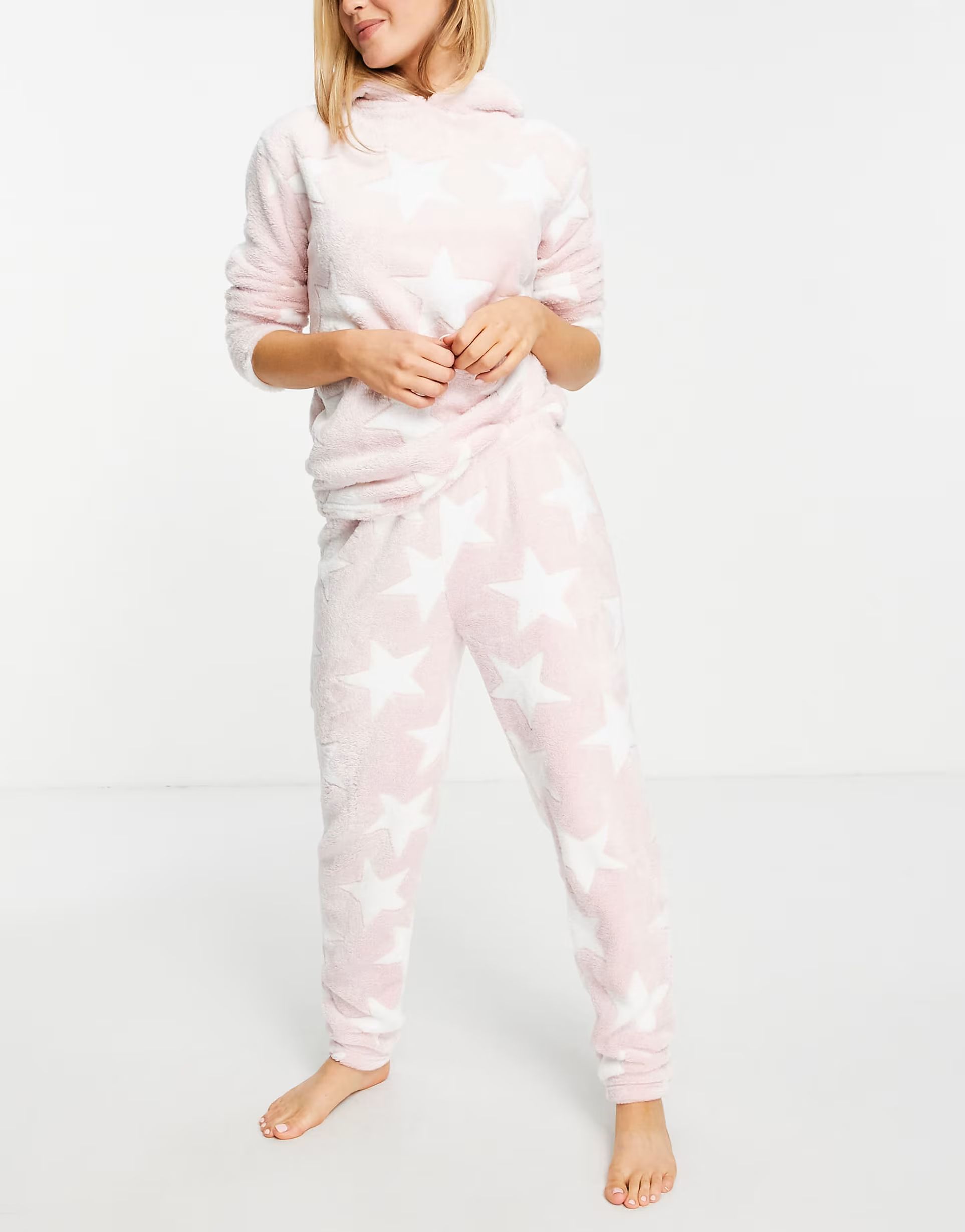 Loungeable star embossed hoodie and sweatpants in pink | ASOS (Global)