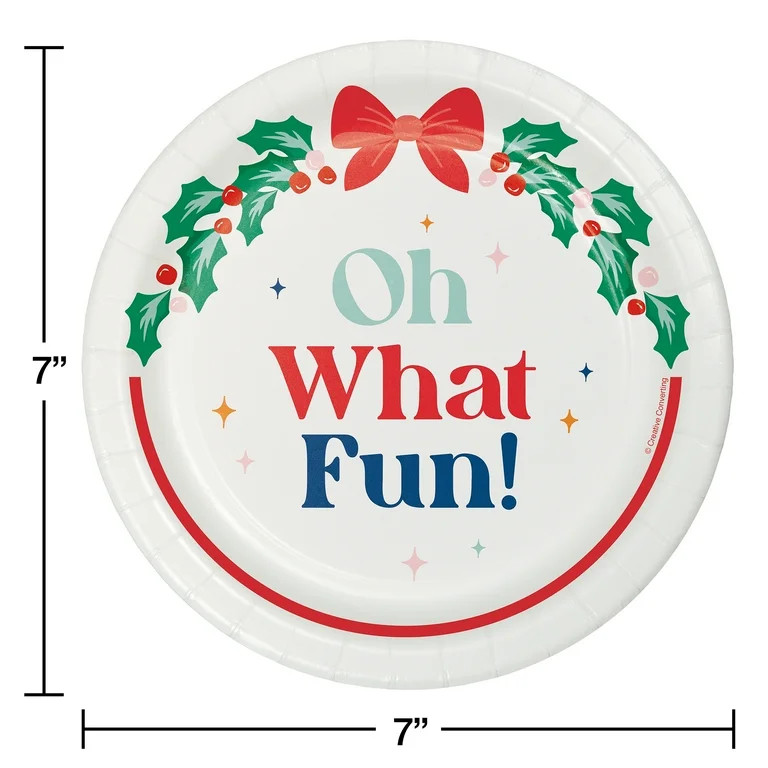 Oh What Fun Christmas Disposable Paper Plates, 7", Multicolor, 24 Count, by Holiday Time | Walmart (US)