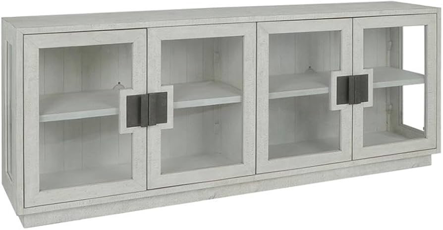 Classic Home Larson 90" Glass Reclaimed Pine Wood Sideboard in White Wash | Amazon (US)