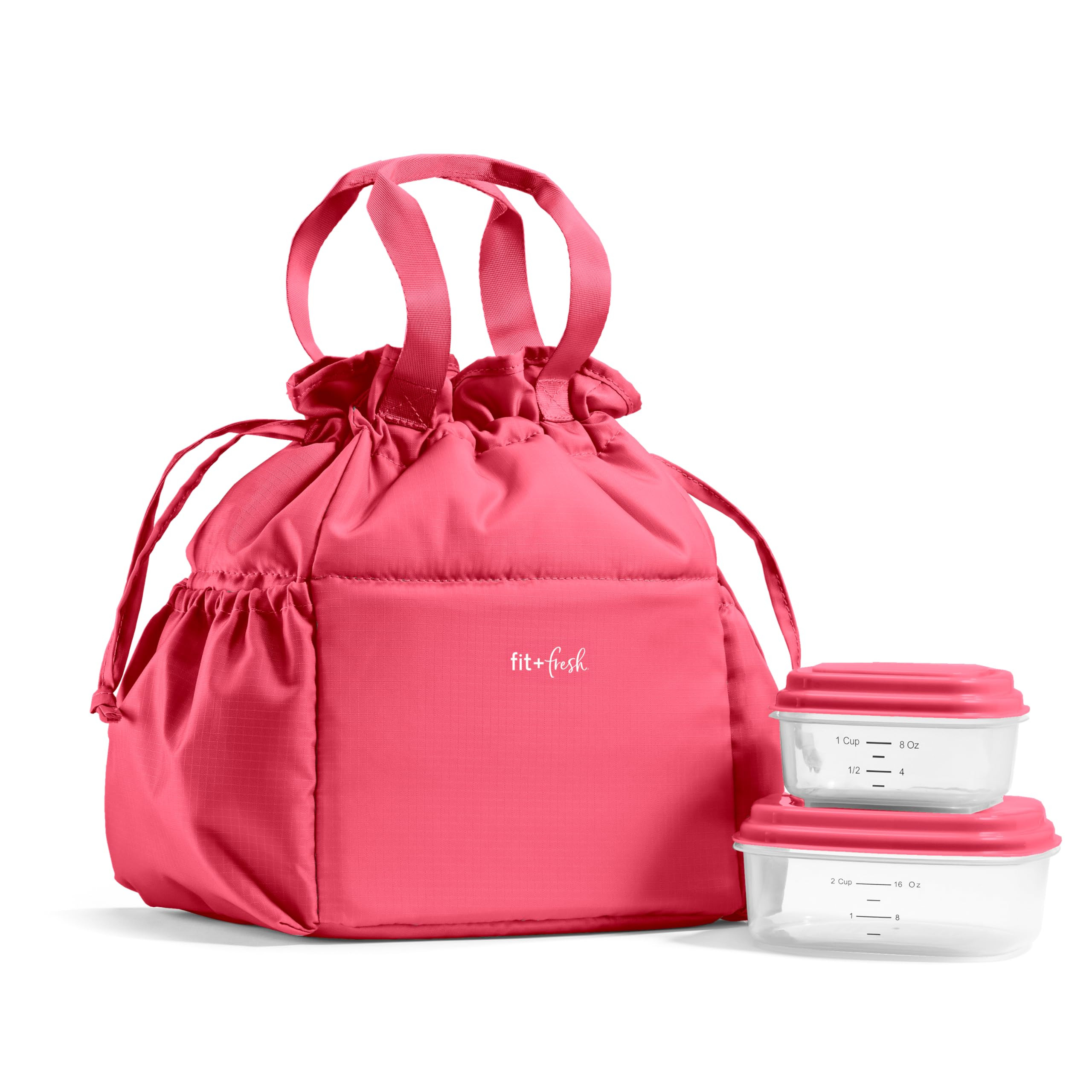 Fit & Fresh Cromwell Drawstring Lunch Bag for Women, Complete Lunch Set with 2 Containers, Stain-... | Amazon (US)