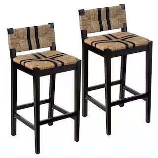 Southern Enterprises Griffin 38.5 in. Natural Backed Wood Bar Stool with Seagrass Seat (Set of 2)... | The Home Depot
