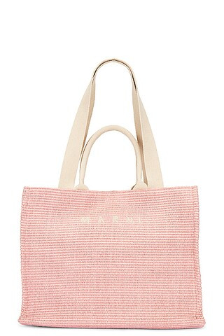 Marni Large Basket Bag in Light Pink | FWRD | FWRD 