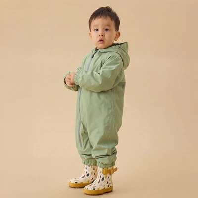 KIDLY by MORI Fleece Lined Puddle Suit - Sage | Baby Mori