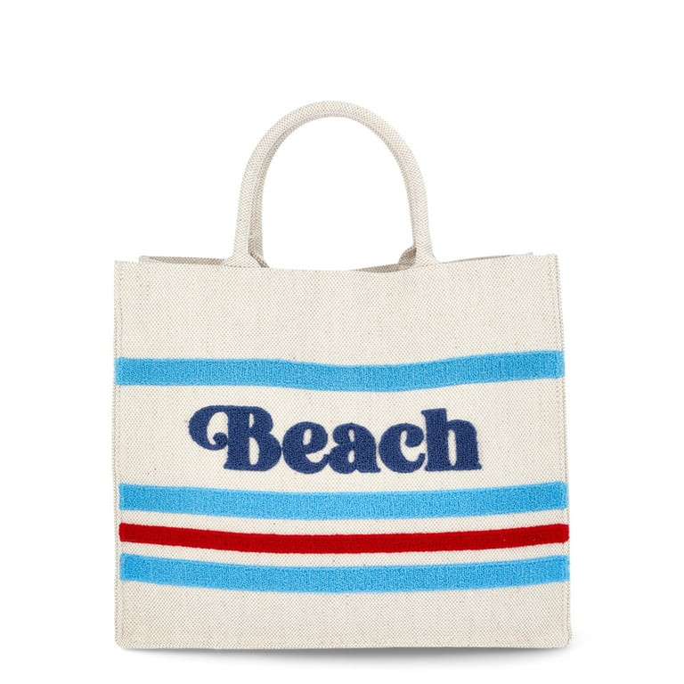 No Boundaries Burlap Tote Bag, Beach Natural, Women’s | Walmart (US)