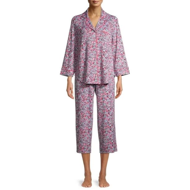 Secret Treasures 3/4 Sleeve Notch Collar Pajamas Set (Women's) - Walmart.com | Walmart (US)