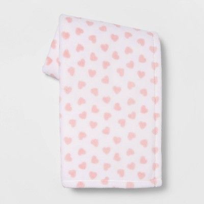 Mini Hearts Plush Valentine&#39;s Day Throw Blanket White/Blush - Spritz&#8482; | Target