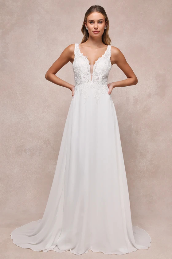 Forever Promised White Chiffon Embroidered Sequin Maxi Dress | Lulus