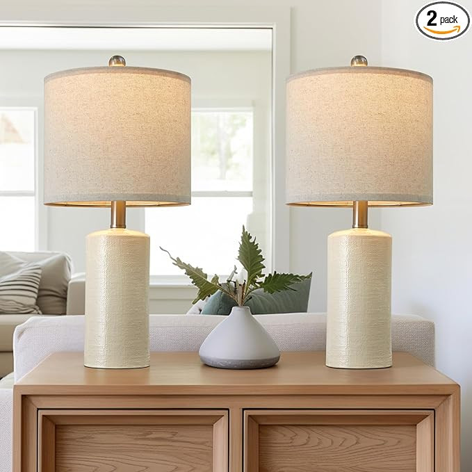 20.25" Small Table Lamps Set of 2 Modern Ceramic Lamps for Living Room Farmhouse Bedside Lamps Bo... | Amazon (US)
