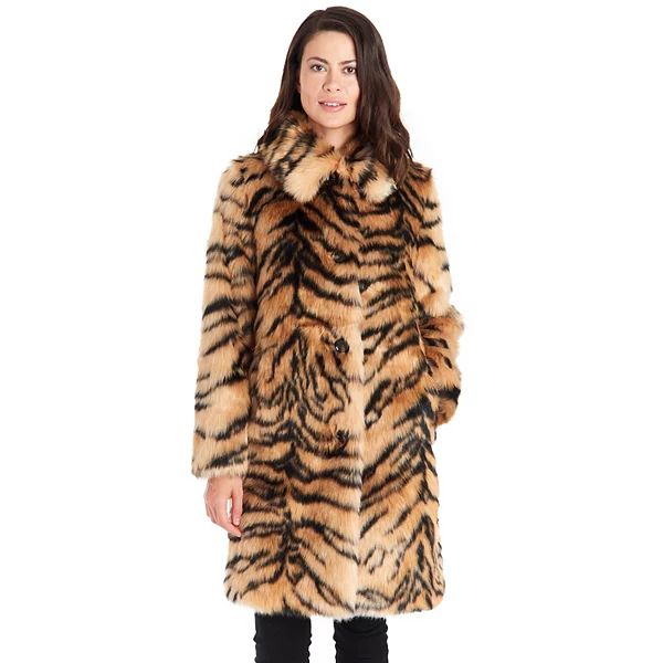Women's Fleet Street Faux-Fur Tiger Print Coat | Kohl's