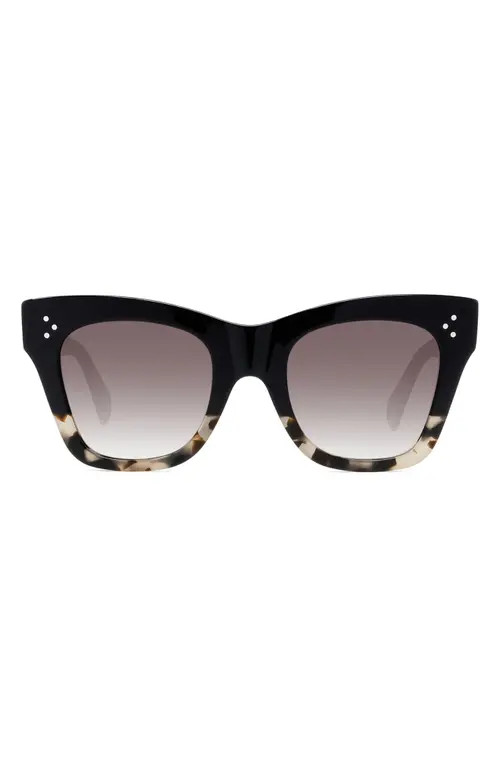 CELINE 50mm Gradient Bold 3 Dot Cat Eye Sunglasses in Black/Grey Havana/Brown at Nordstrom | Nordstrom