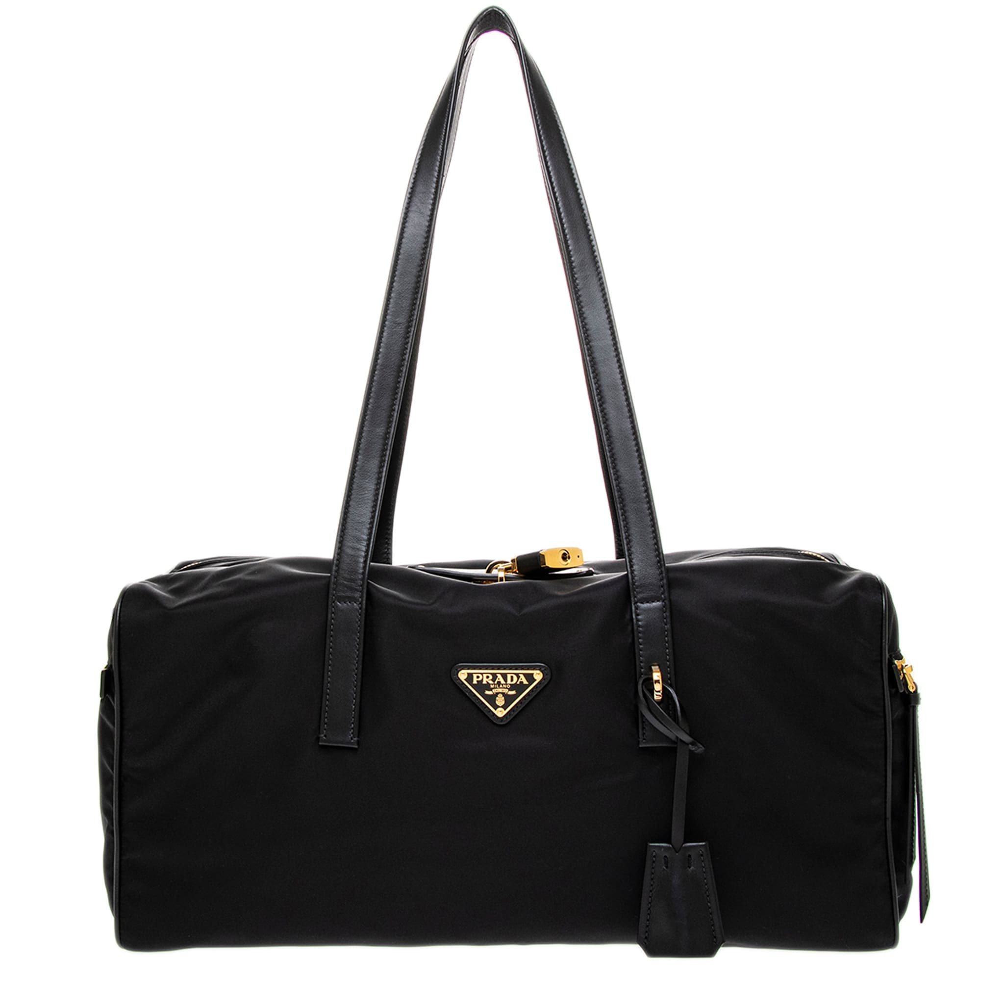 Prada Travel Top Handle Bag - Black | Overstock