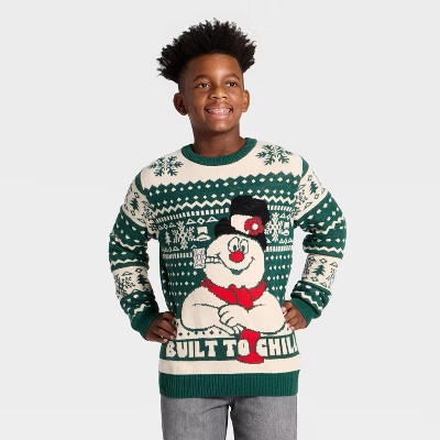 Boys' Frosty the Snowman 'Built to Chill' Holiday Knit Sweater - Green | Target