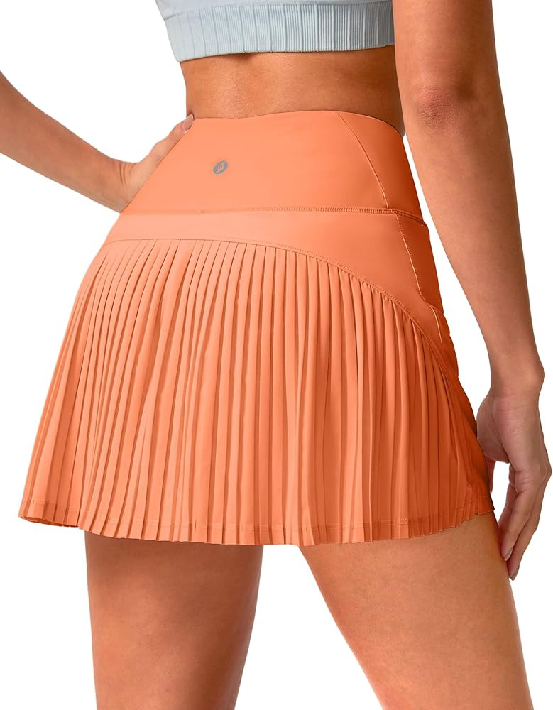 SANTINY 14" Tennis Skirt Skorts for Woman Pleated High Waited Skirts with Built-in Shorts Athleti... | Amazon (US)