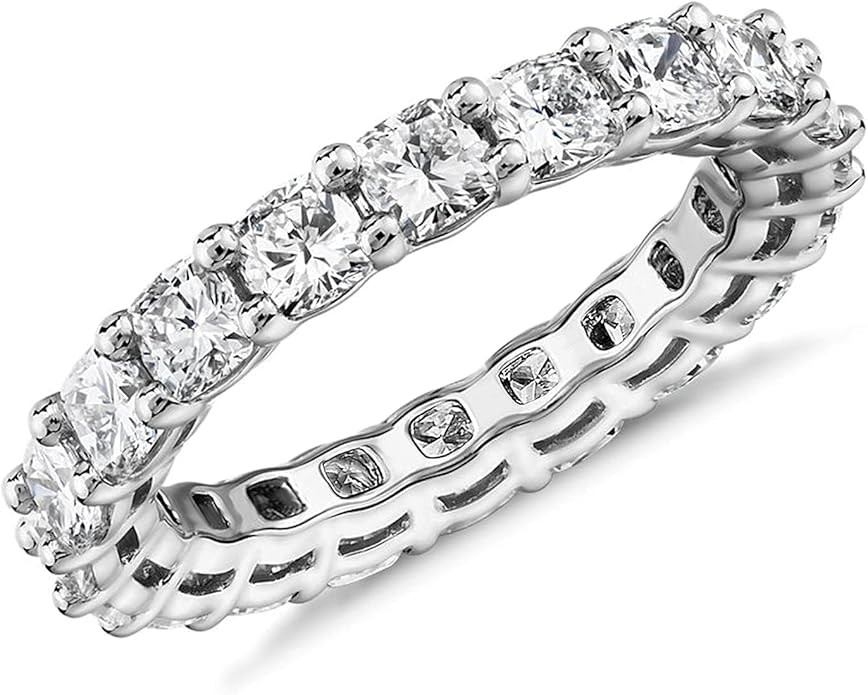 PAVOI 14K Gold Plated Eternity Ring for Women - Square-Cut Cubic Zirconia Rings - Stackable Love ... | Amazon (US)