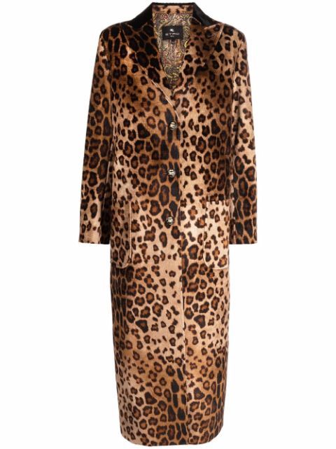 leopard-print velvet-effect coat | Farfetch (US)