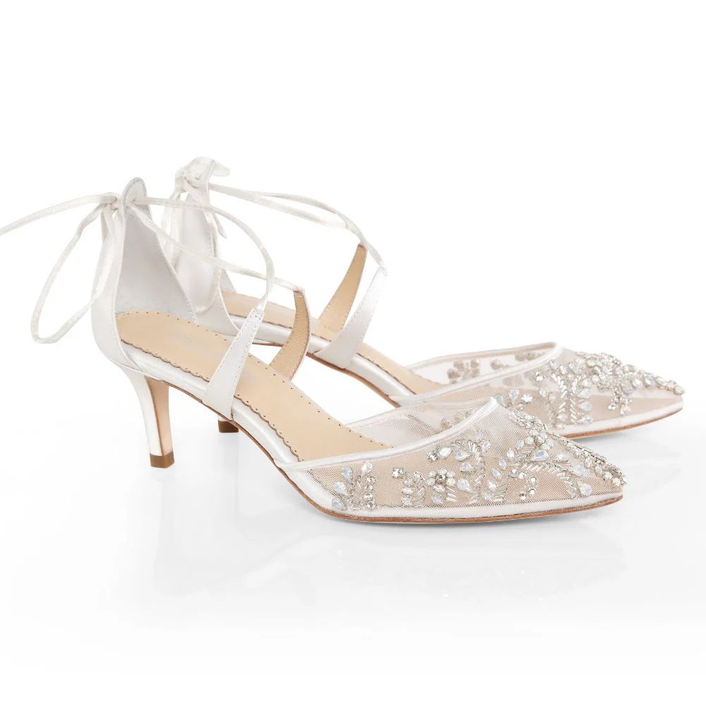 Bridal Crystal Kitten Heels in Ivory | Bella Belle Shoes