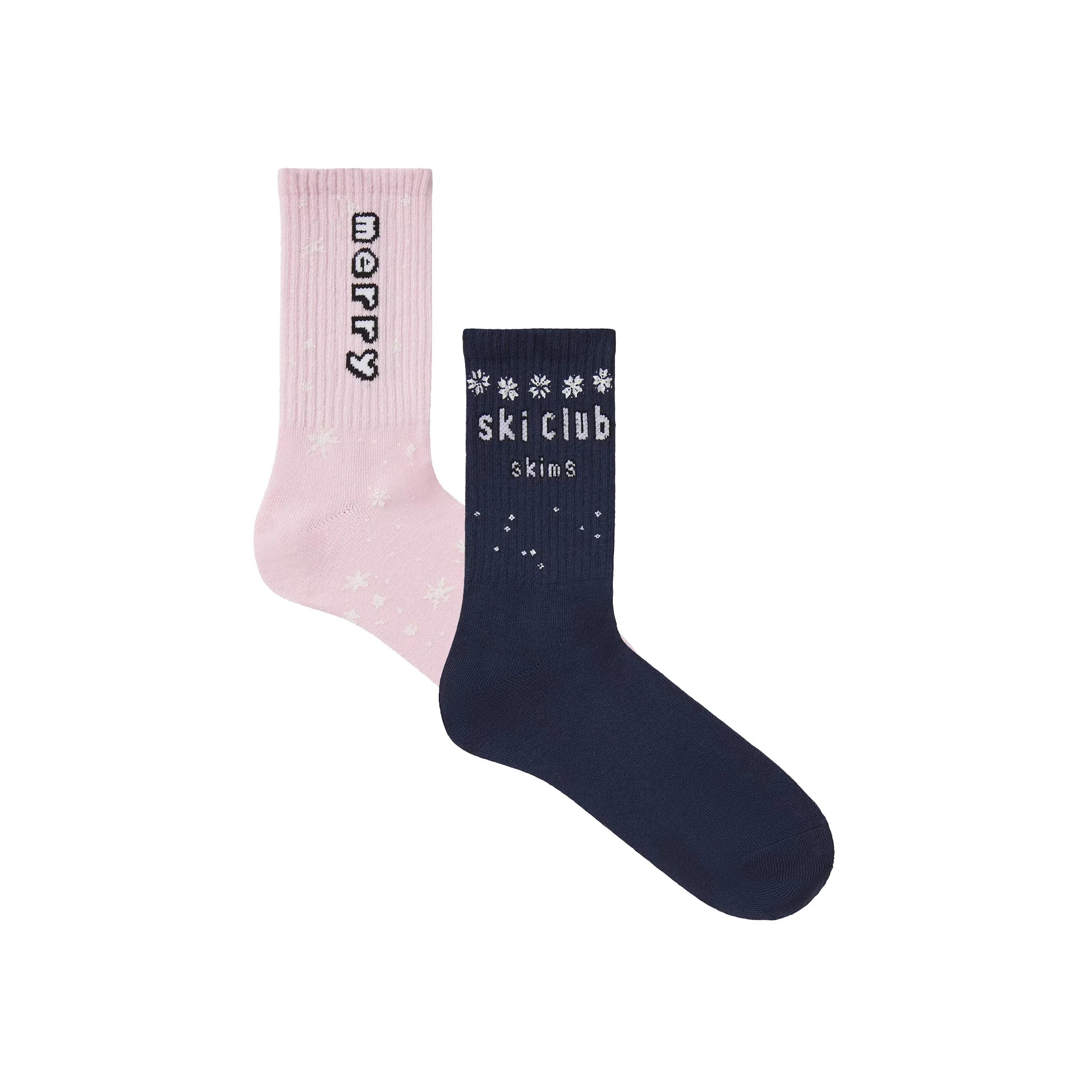 CACTUS PLANT FLEA MARKET X SKIMS RIBBED CREW SOCK 2-PACK | CHERRY BLOSSOM AND NAVY | SKIMS | SKIMS (US)