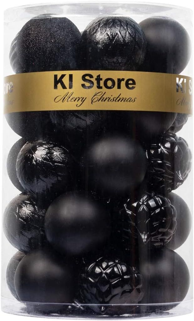KI Store 34ct Christmas Ball Ornaments Black Shatterproof Christmas Decorations Tree Balls for Ha... | Amazon (US)