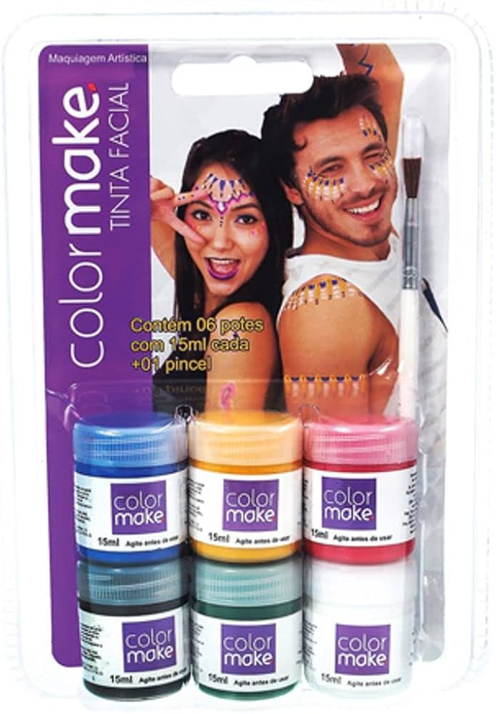 Tinta Líquida Pote 15Ml + Pincel Cartela 6 Cores, Colormake | Amazon (BR)