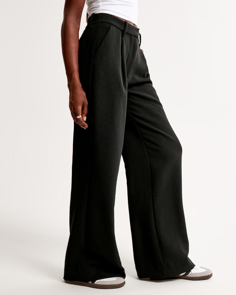 Premium Crepe Tailored Ultra Wide-Leg Pant | Abercrombie & Fitch (US)