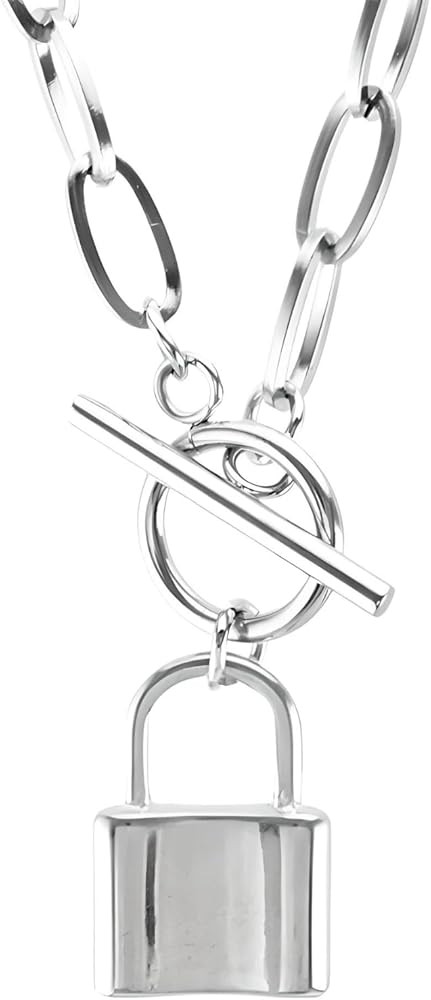 14K Yellow Gold Lock Toggle Necklace - 925 Sterling Silver Toggle Necklace for Women - Star Spark... | Amazon (US)