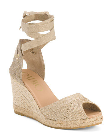 Woven Espadrille Wedge Sandals With Suede Lining for Women | Leather/Textile/Suede | Marshalls